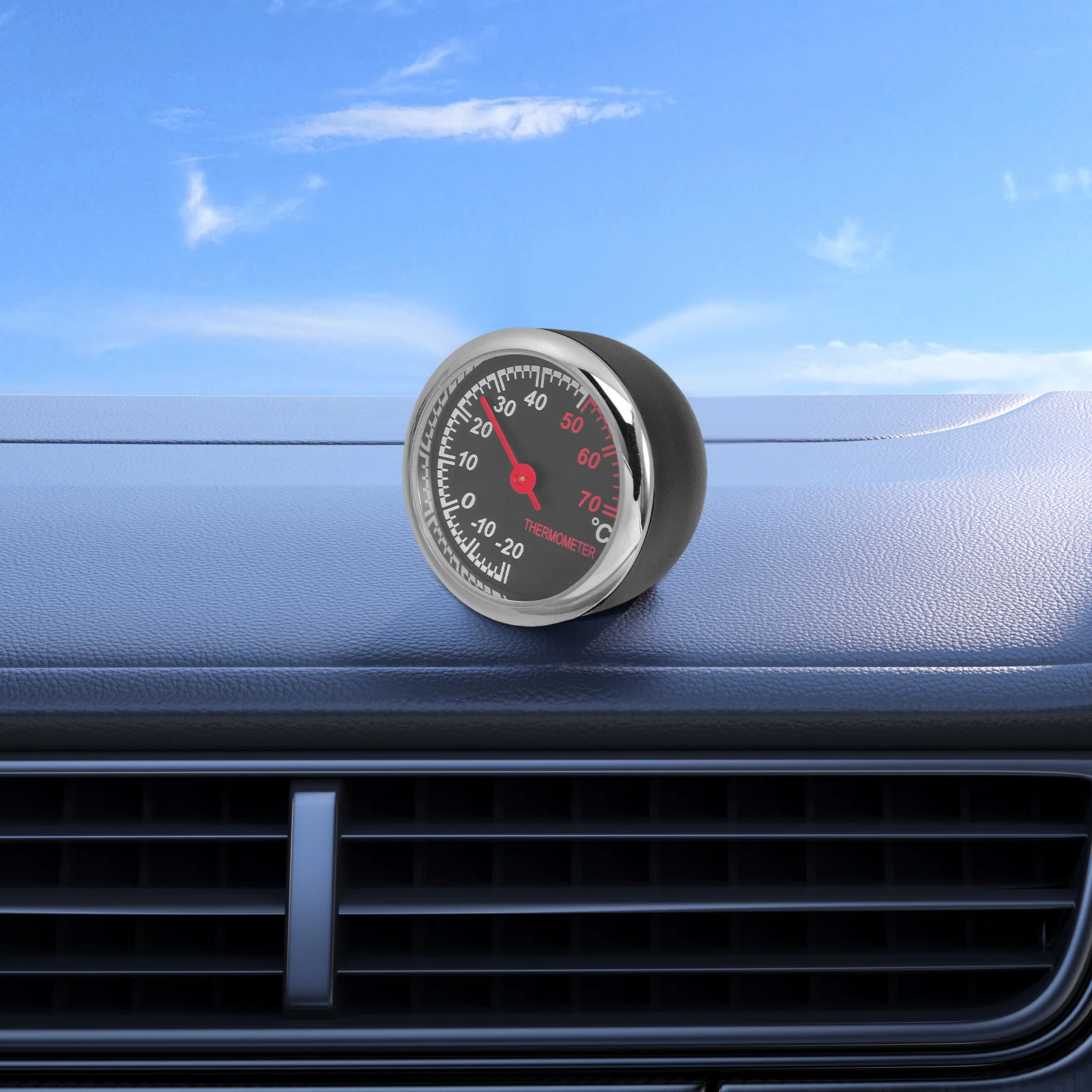 

Car Thermometer Black Mini Round Mechanical Analog Temperature Gauge For Air Vent Dashboard Display Compact Vehicle Interior