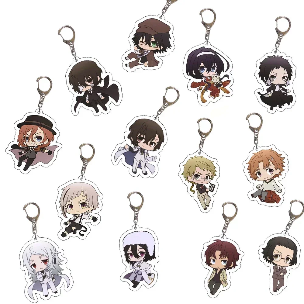 Anime Keychain Bungou Stray Dogs Atsushi Nakajima Dazai Key Chain for Women Accessories Cute Bag Pendant Key Ring for Fans Gift