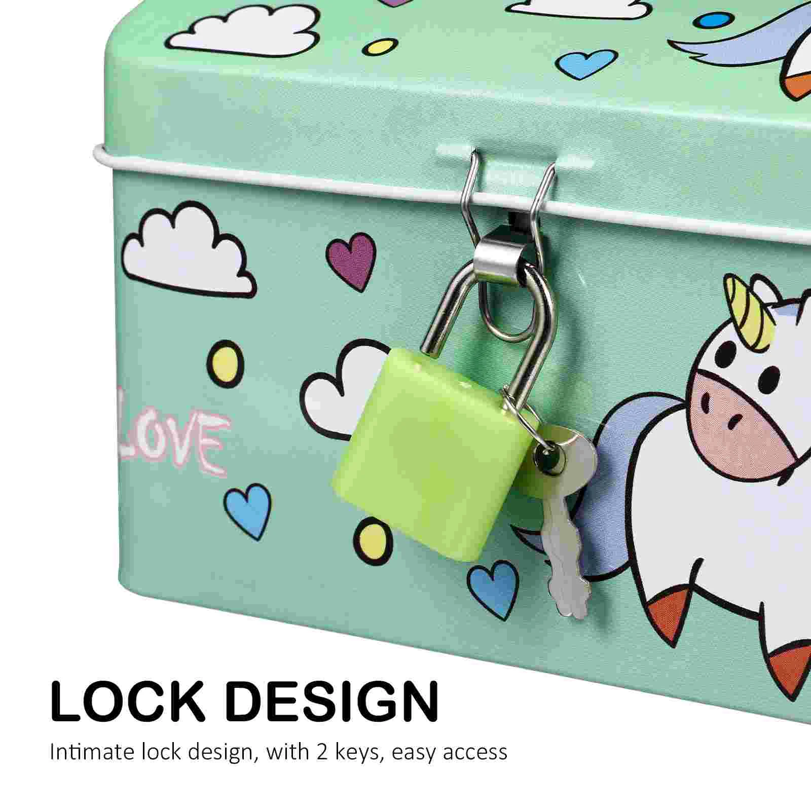 2 Pcs Decorate Unicorn Piggy Bank Child for Boys Safe Lock Iron Unique Money Pot Lovely