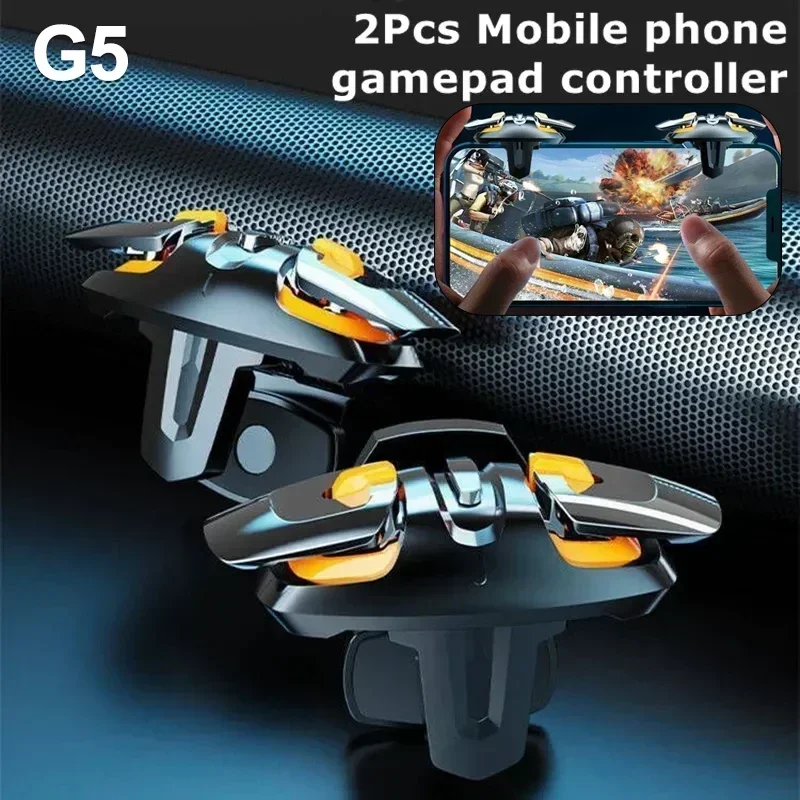 

G5 Mobile Phone 4 Fingers Gamepad Joystick Controller L1R1 Aim Shooting Alloy Key Button for IOS Android PUBG ABS Game Trigger