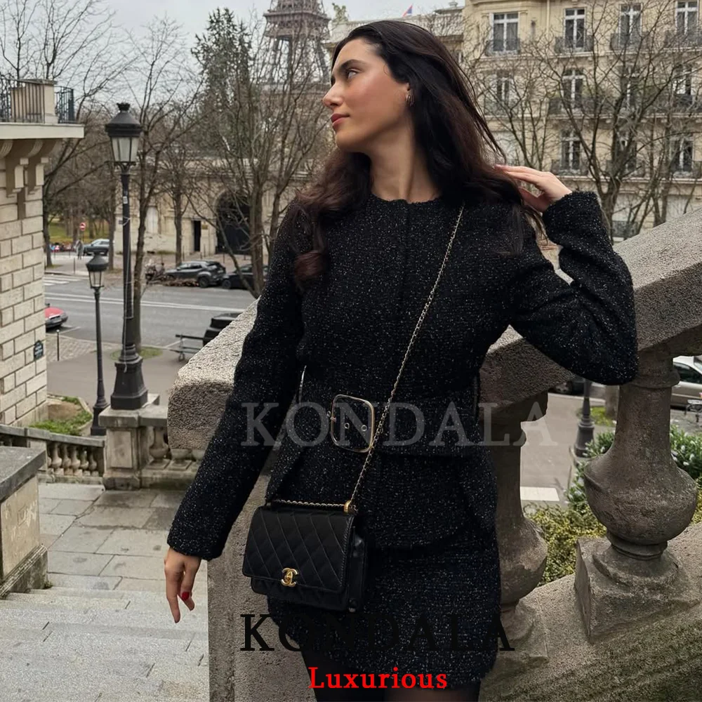 KONDALA Casual Chic Office Lady Women Suit Texture Sashes Single Breasted Blazer Straight Shorts New Fashion 2025 Autumn Sets