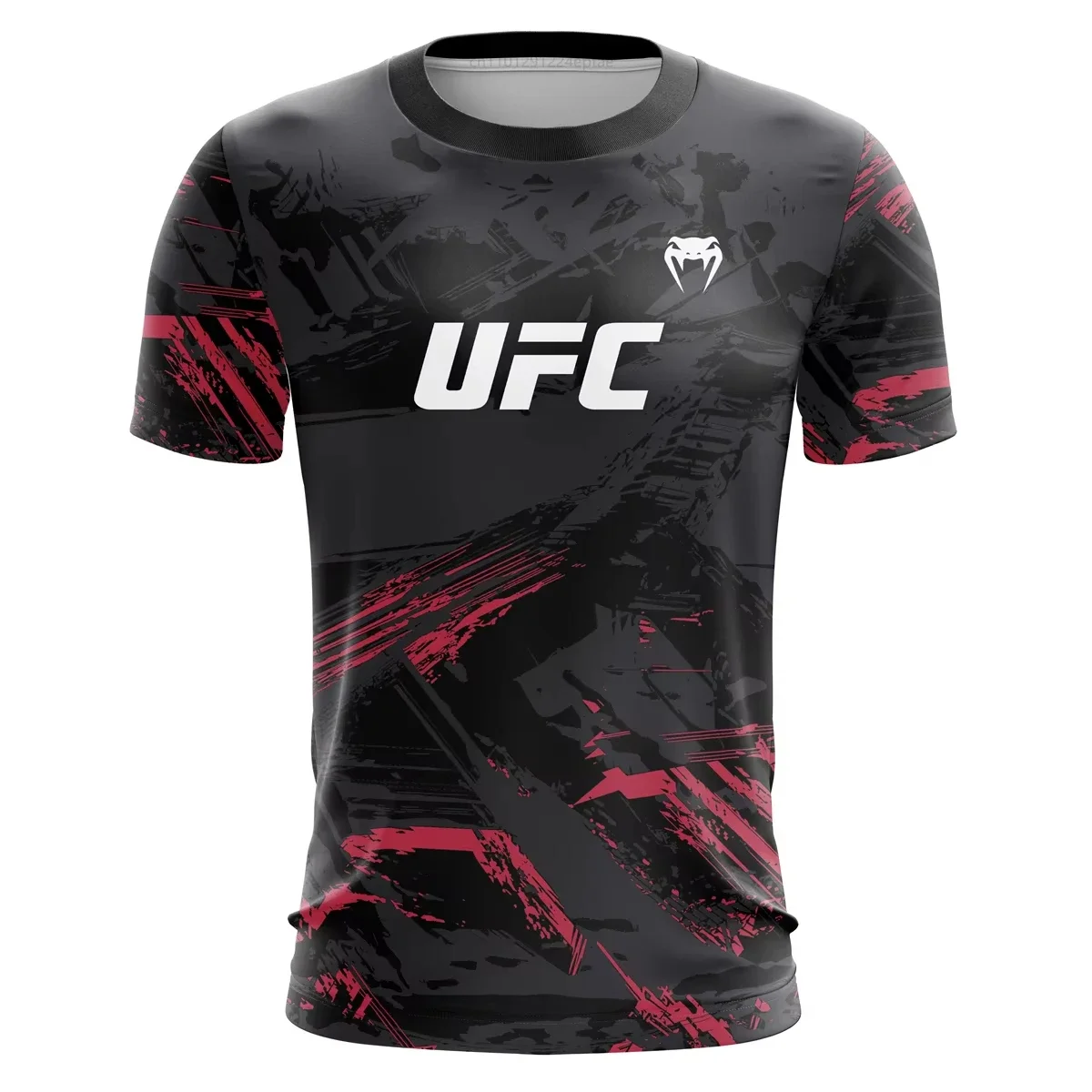 Camiseta de cuello redondo masculino UFC de manga corta para la moda del gimnasio، camiseta deportiva de allenamiento MMA