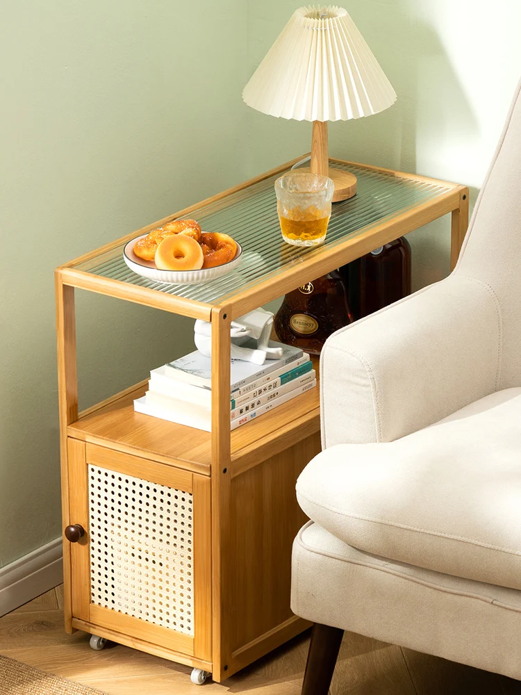 Movable Side Table Small Coffee Table Sofa Side Side Cabinet Small Table Bedside Eight-Immortal Table Storage Rack Corner Table