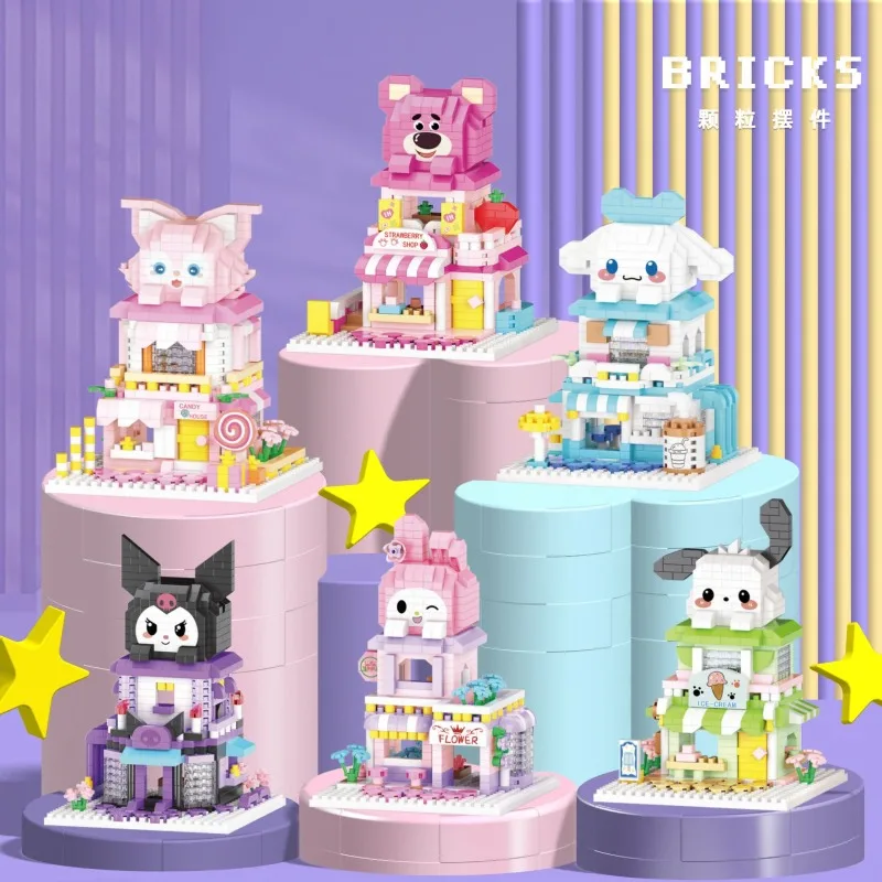 

Pochacco Anime Kawaii Sanrio Children Assembly Toys Cute Cartoon Cinnamoroll My Melody Desktop Decoration Lovely Gift for Kids