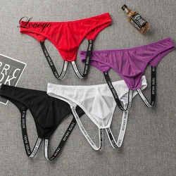 Men Fashion Sexy Briefs Jockstrap U Pouch Man Low Waist Panties Thongs Mesh Underpants Gay G-Srting U Convex Men's Underwear