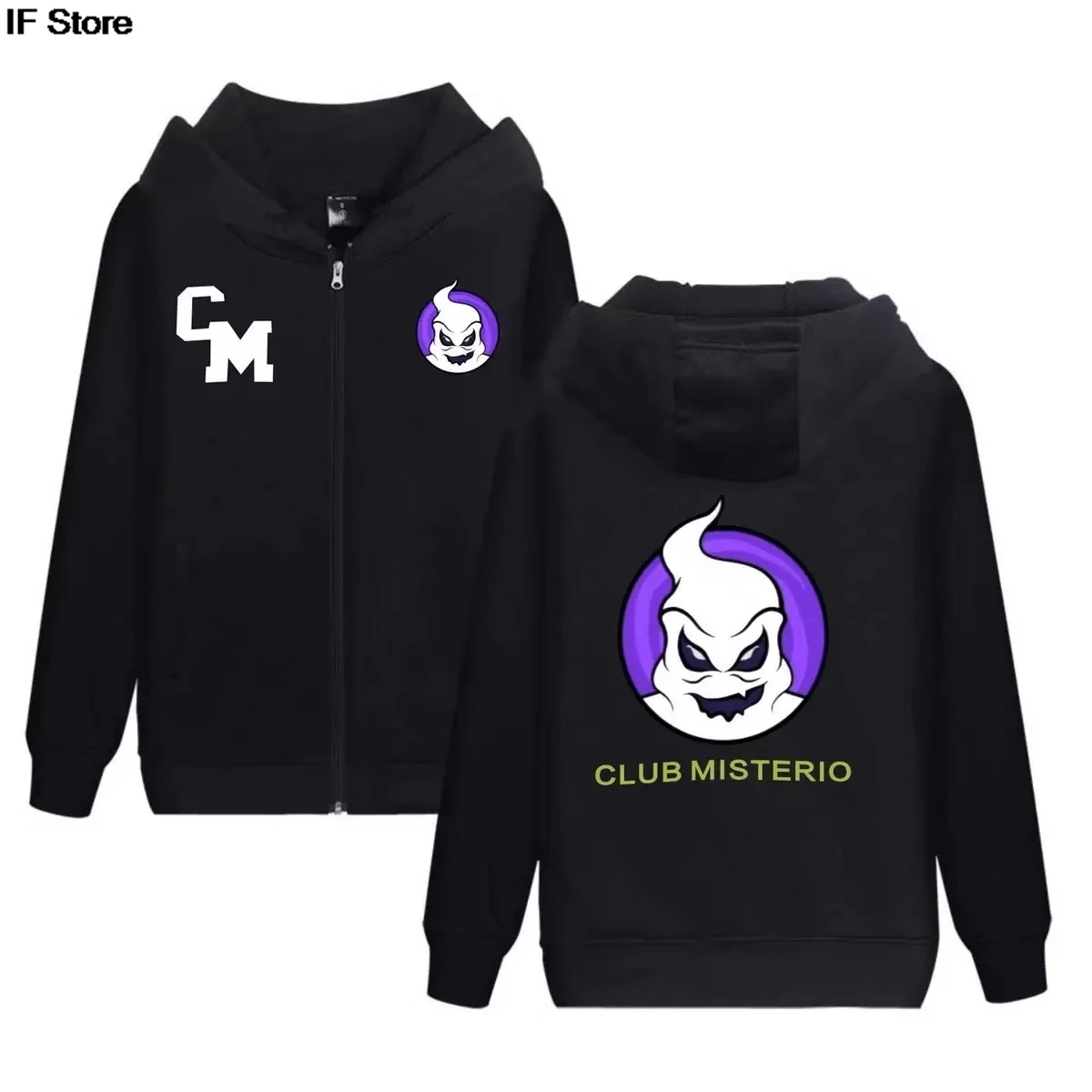 Chaqueta de béisbol CLUB MISTERIO para niño y niña, talla 120-4XL, edición Popular de Podcast español, Sudadera con capucha con cremallera, chaquetas para niño de otoño e invierno