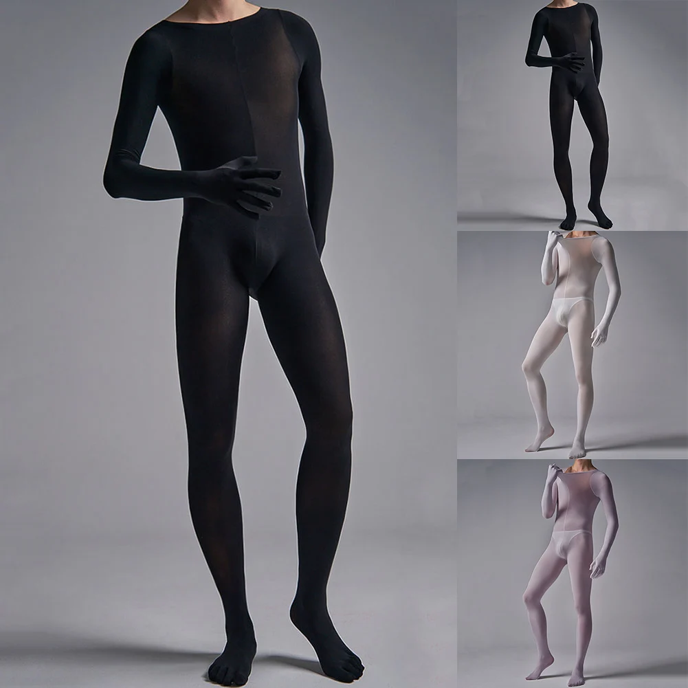

Men Long Sleeve Bodysuit Leotard Solid Color Male Erotic Jumpsuit Underwear Plus Size Sexy Clubwear