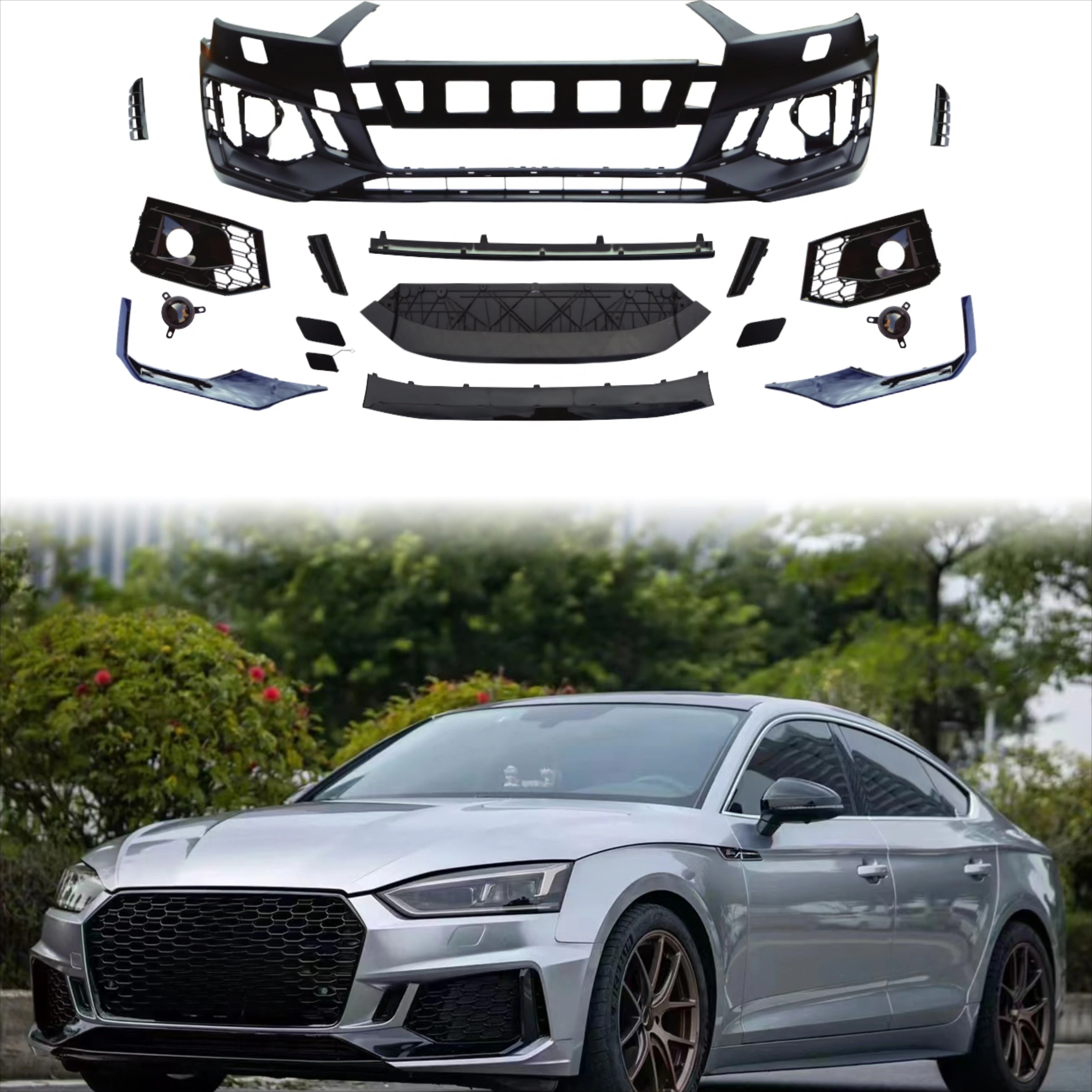 

STLFCar Accessories for Audis A5 S5 B9 2017-2020 Upgrade 2021 RS5 Style Body Kits Car Bumper Assembly with Grill Body Parts