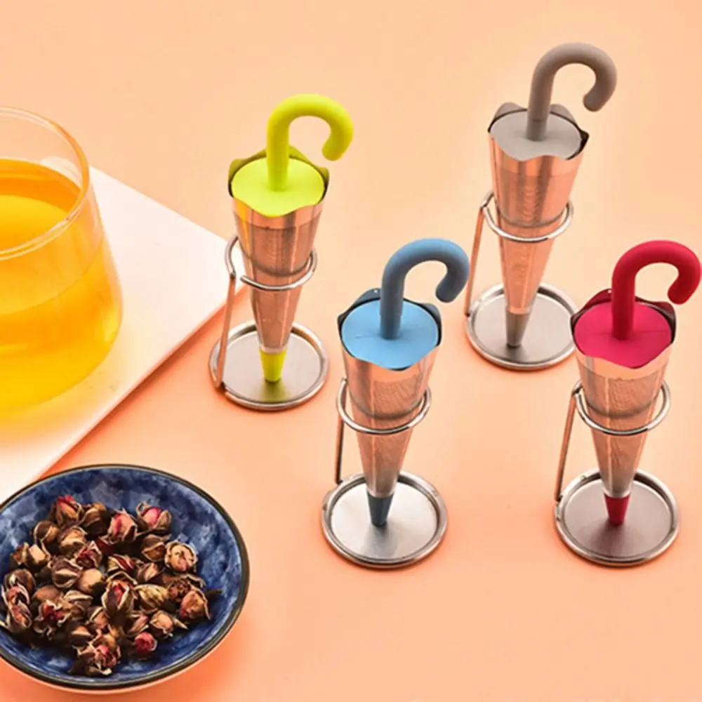 Stainless Steel Umbrella Shape Tea Infuser Tea Brewing Diffuser Reusable with Bracket Tea Sieve Fine Mesh Tea Strainer Spice