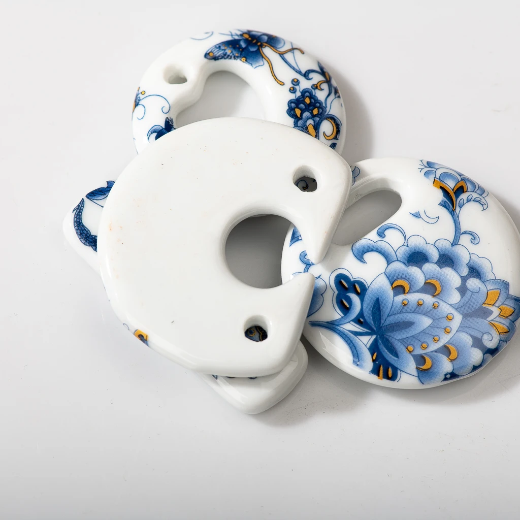 Blue And White Fish Porcelain butterfly Pendant Ceramic Beads Necklace Accessories One Side Glazed Handmade Products Z054