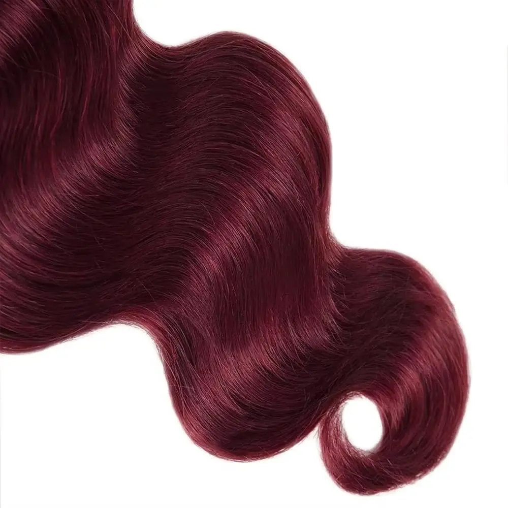 Pelucas delanteras de encaje Borgoña 99j, cabello humano sin pegamento, pelucas onduladas de color rojo vino, pelucas transparentes HD 13x4 de densidad 180 prearrancadas