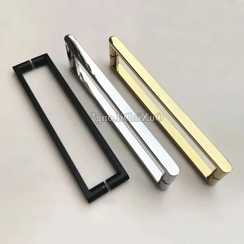 New 304 Stainless Steel Frameless Shower Sliding Door Handles Glass Door Push Pull Handle Hole Center Distance 400mm/440mm/500mm