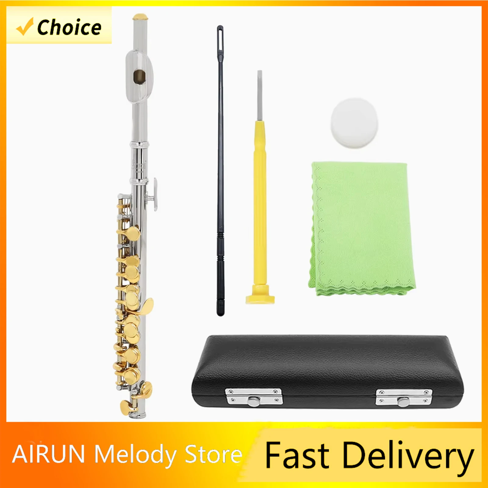 

Флейта пикколо SLADE, профессиональная, в тональности C, полноразмерная, из медно-никелевого сплава, с серебряным покрытием корпуса, золотыми клапанами, духовой инструмент для выступлений