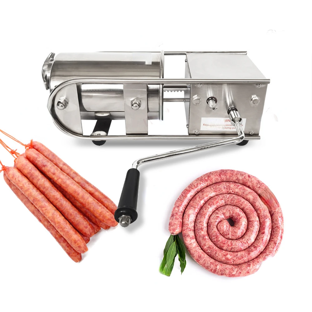 

Home Kitchen Used Manual Electric Sausage Stuffer/ 3l Stainless Steel Lie Top Horizontal Sausage Filler