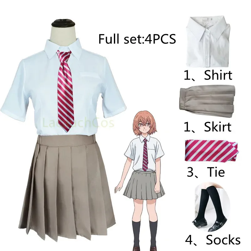 أنيمي طوكيو المنتقمون تاتشيبانا هيناتا تأثيري ازياء JK زي مدرسي دعوى قميص التعادل تنورة الجوارب شعر مستعار هالوين أنيمي الملابس
