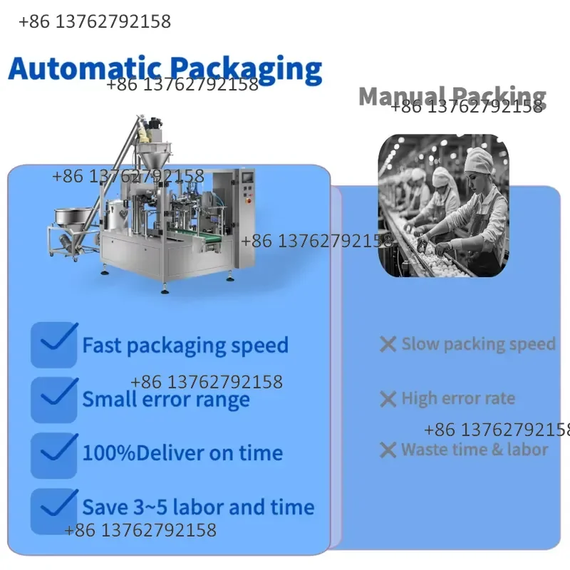 【2026】 Multi-function 8 Station Rotary Type Premade Instant Coffee Powder Packaging Machine