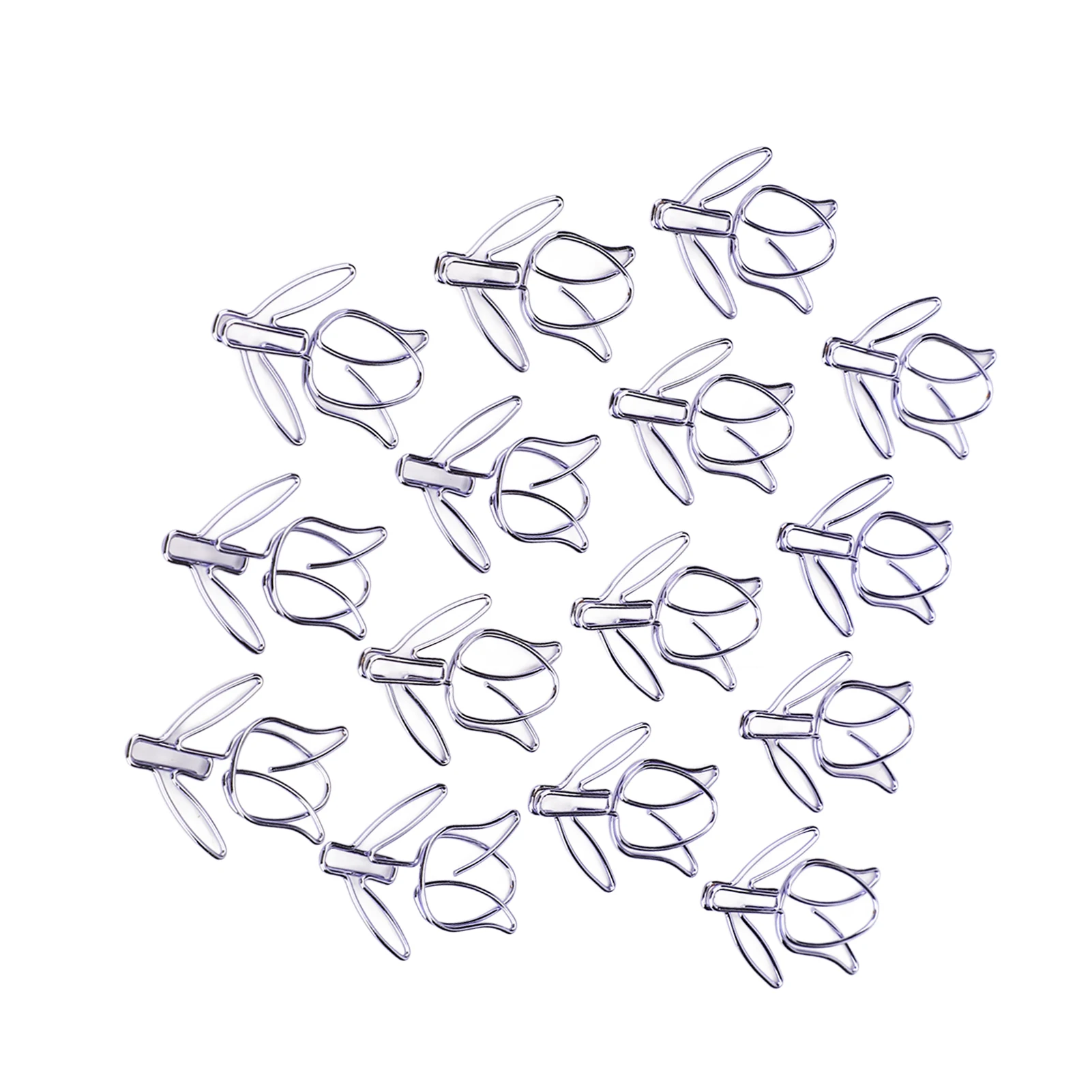 50Pcs Tulip Paper Clips Cute Purple Tulip Design Durable Metal Widely Used Flower Paper Clips for Notebook Bookmark