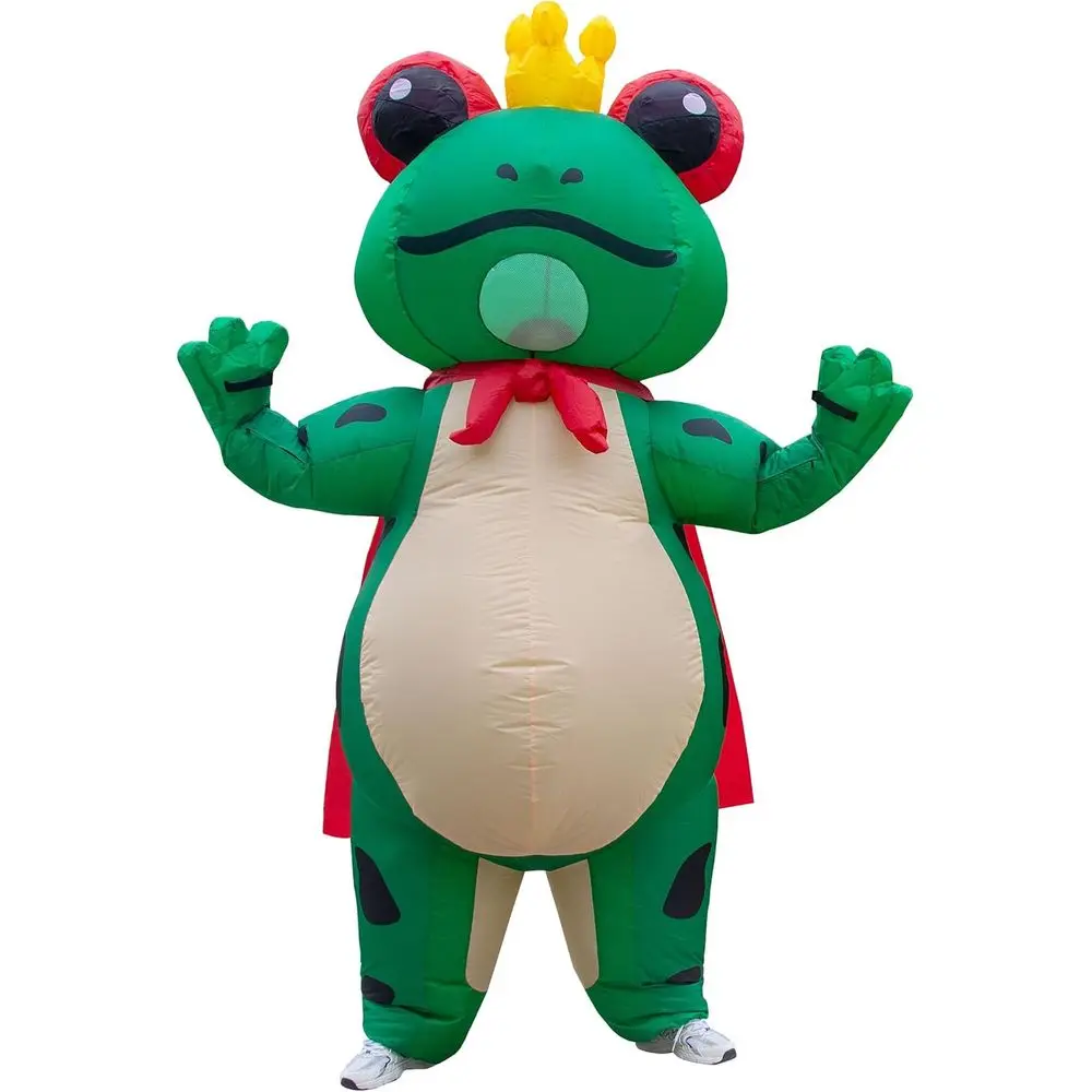 

Костюм лягушки Iatable для взрослых, забавный костюм принца лягушки с короной-талисман животного, косплей для вечеринки на Хэллоуин