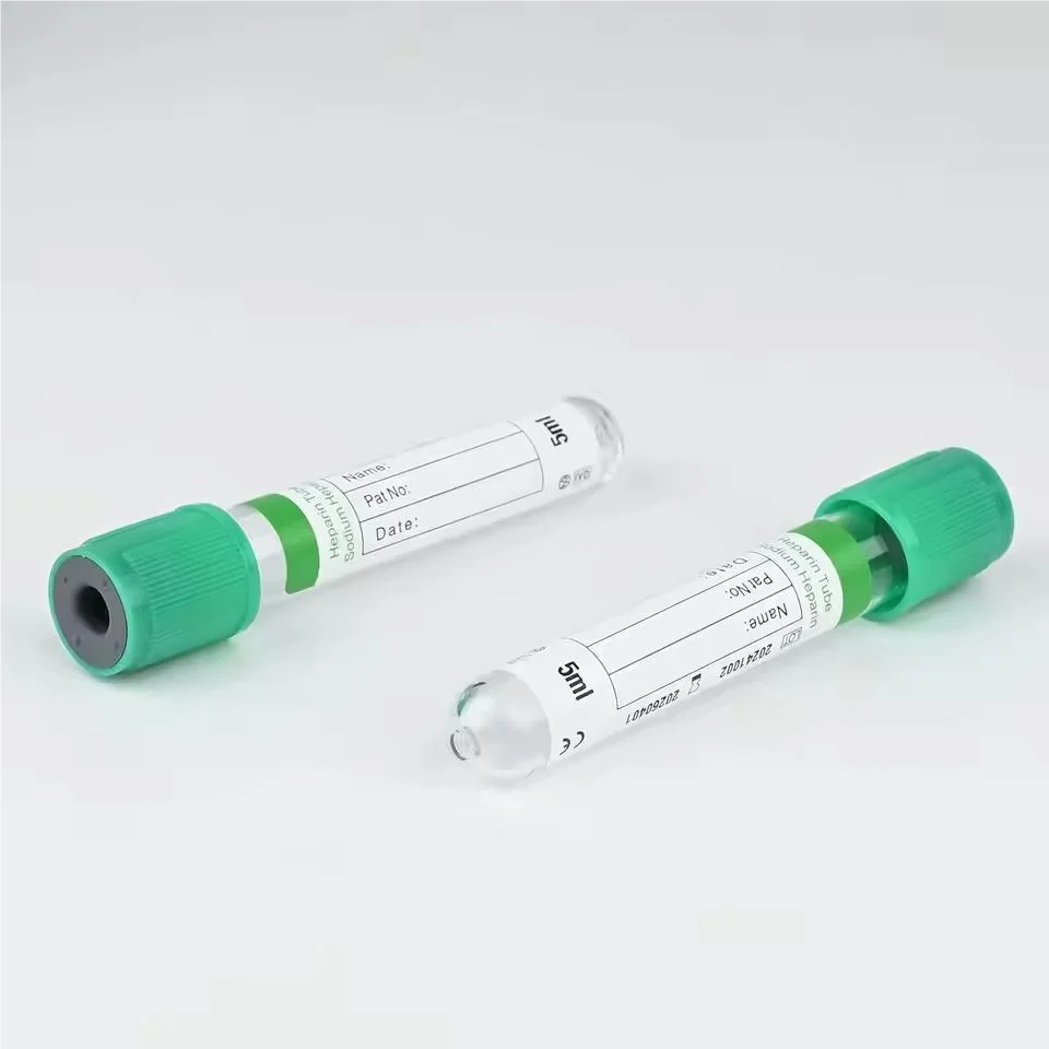 100pcs Disposable Sterile Vacuum Blood Tube Heparin Sodium Additives Collection  Green PET Tube 10ml 5ml 3ml Blood Tube for Lab