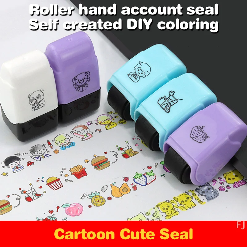 

[YU]Rolling Stamp Self-Ink Non-reusable Scrapbooking Stationery Stamp DIY Filling Color Tools Pre-student Kindergarten Toy