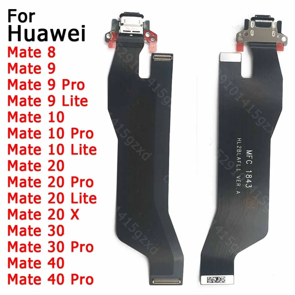 Charging Port For Huawei Mate 10 Lite 20 X 30 40 Pro 8 9 Charge Board Pcb Dock Usb Connector Flex Cable Plate With Mic