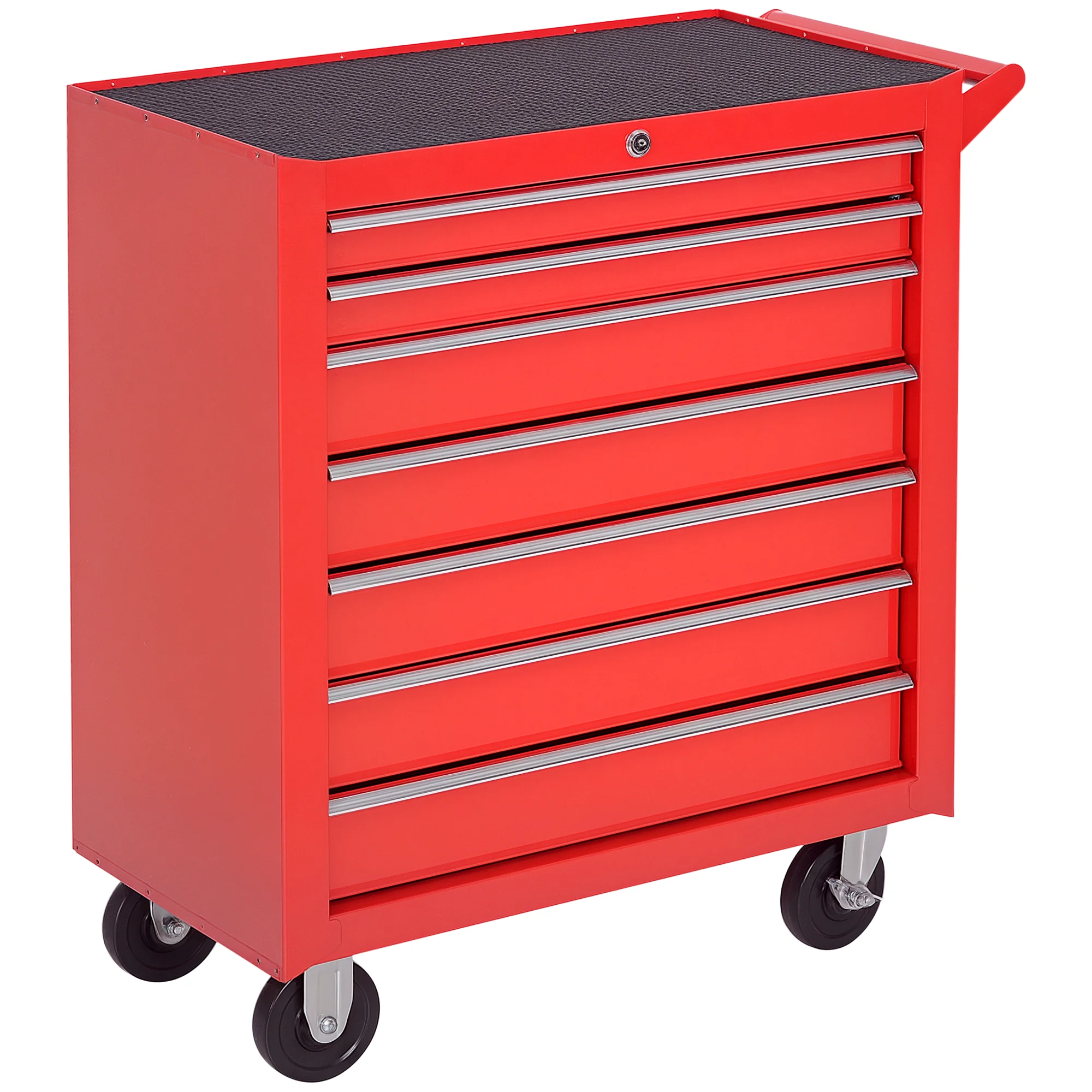 DURHAND Carro de Herramientas con 7 Cajones y Ruedas Caja Plus Taller Cerradura tipo Mueble de Almacenamiento 69x33x75cm Rojo
