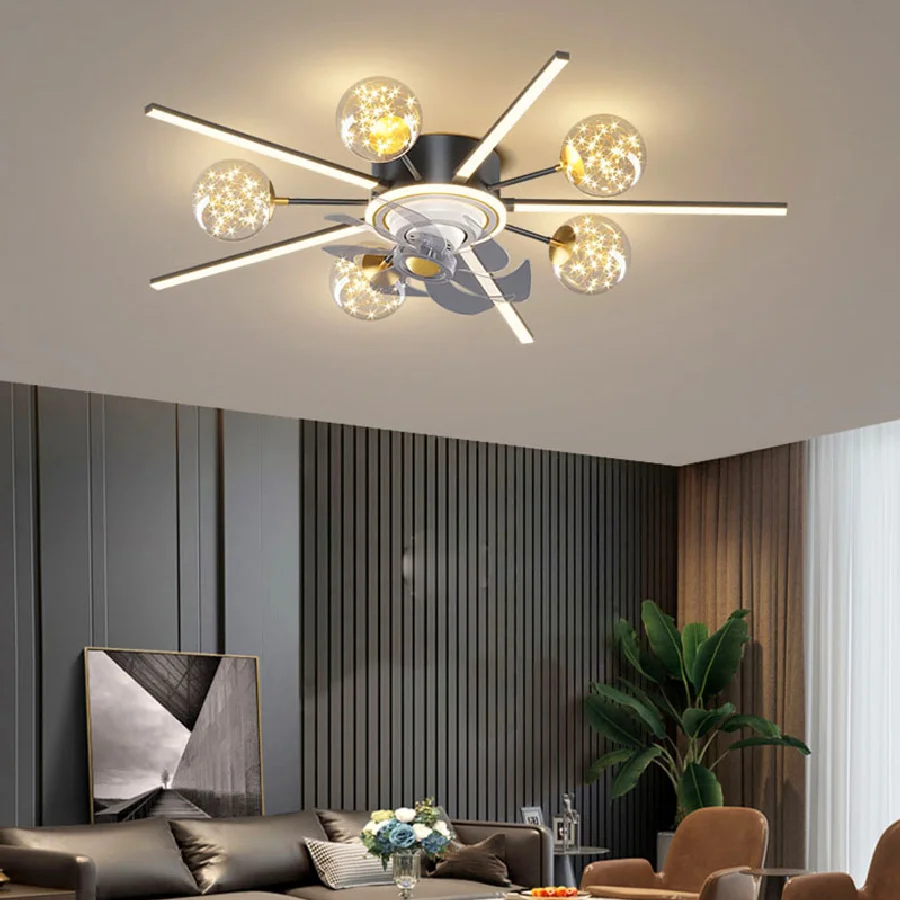 Nordic bedroom decor led lights for room Ceiling fan light lamp restaurant dining room Ceiling fans with lights remote control