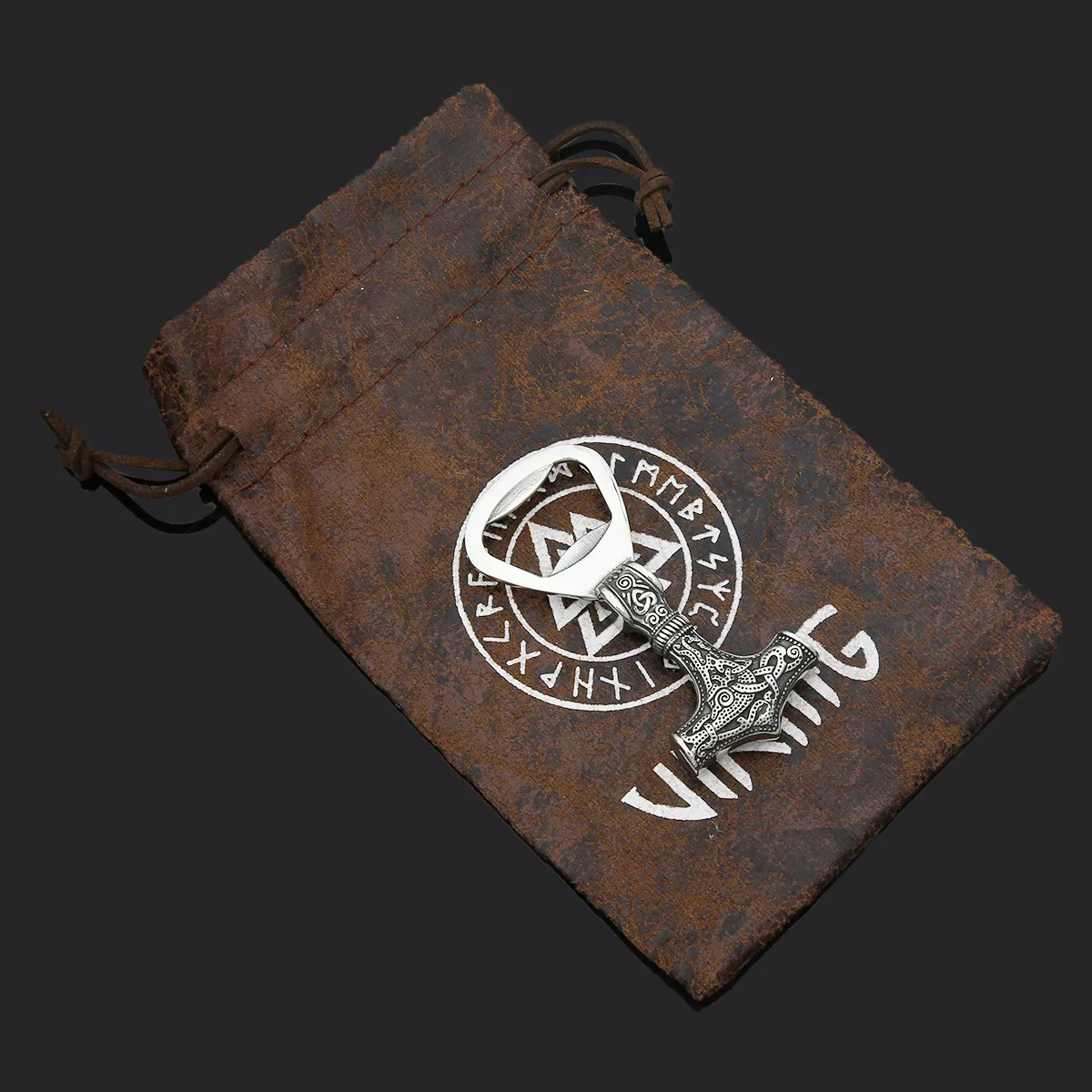 Viking wooden box Viking cowhide bag jewelry necklace packaging box gift bag to send friends essential gift box packaging bag