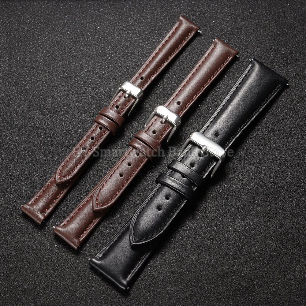 12mm 14mm 16mm 18mm 20mm 22mm Quick Release Leather Watch Strap Waterproof Sport Wrist Band Men Women Universal Cowhide Strap
