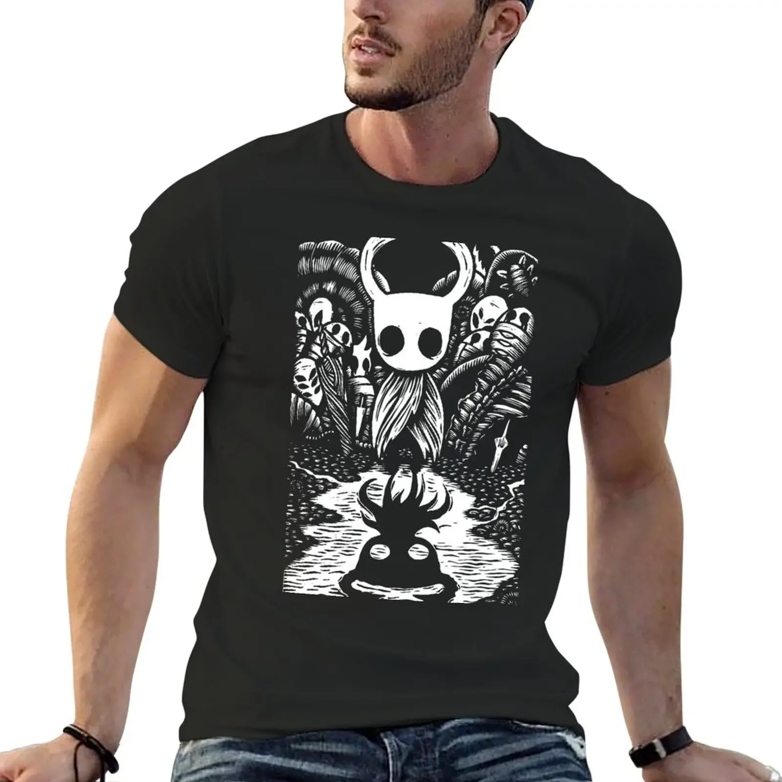 Ghost Knight Graphic Art Hollow Knight Funny Game T-Shirt graphic tee shirt Aesthetic clothing men t shirts