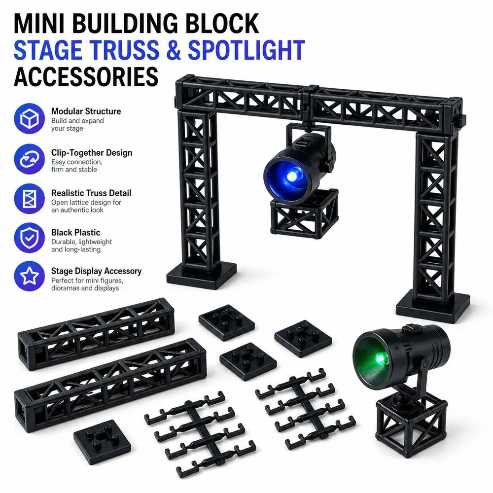 Colorful Spotlight Model Figurine Display Assembly Kit Black Framework Display Base Accessory Mini Stage Truss