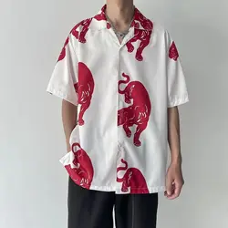 Tiger Print Animal Beach Style Loose Button Up Shirt Men Women Shirts Cuban Collar Summer Casual Short Sleeve Hawaiian Shirts