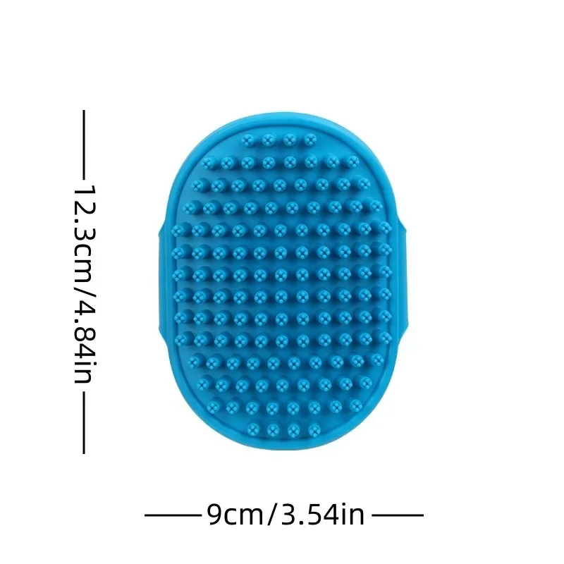 Dog Bath Brush,Dog Grooming Shedding Soothing Massage Rubber Bristles Curry Comb with Adjustable Ring Handle for Pet Dogs& Cats