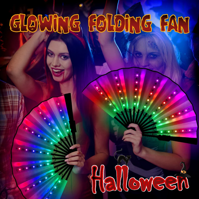 Halloween LED Falt ventilator wiederauf ladbare RGB bunte Fan 366 schillernde Licht modi Halloween Party Dekoration Festival Glow Prop