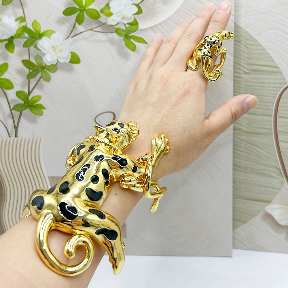 

Браслет-кольцо с леопардовым принтом, крупные браслеты с кольцом, черные браслеты с эффектом капель масла, ювелирные изделия, кольца из Саудовской Аравии, женские браслеты для вечеринок, африканские браслеты