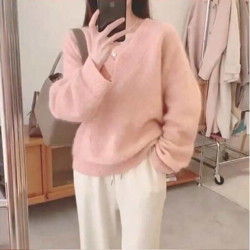 

Women's Sweater Cardigan Knitwear Girl's Autumn Winter Casual Loose Cozy Soft Blue Oversized Pullover Soft Blue Thick Loose Knit