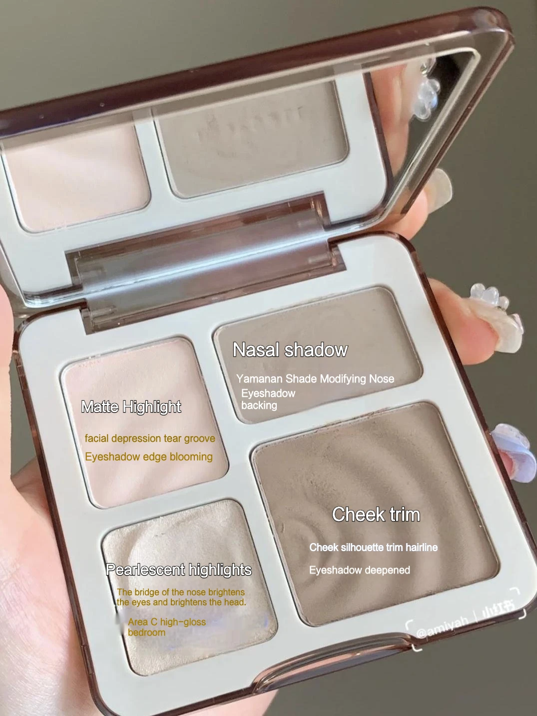 Judydoll เครื่องสำอางทา Rias wajah highlighter ผิวหน้าแบบแมทท์ชาโดว์ประกายแวววาวคอนทัวร์3D แป้งจมูก