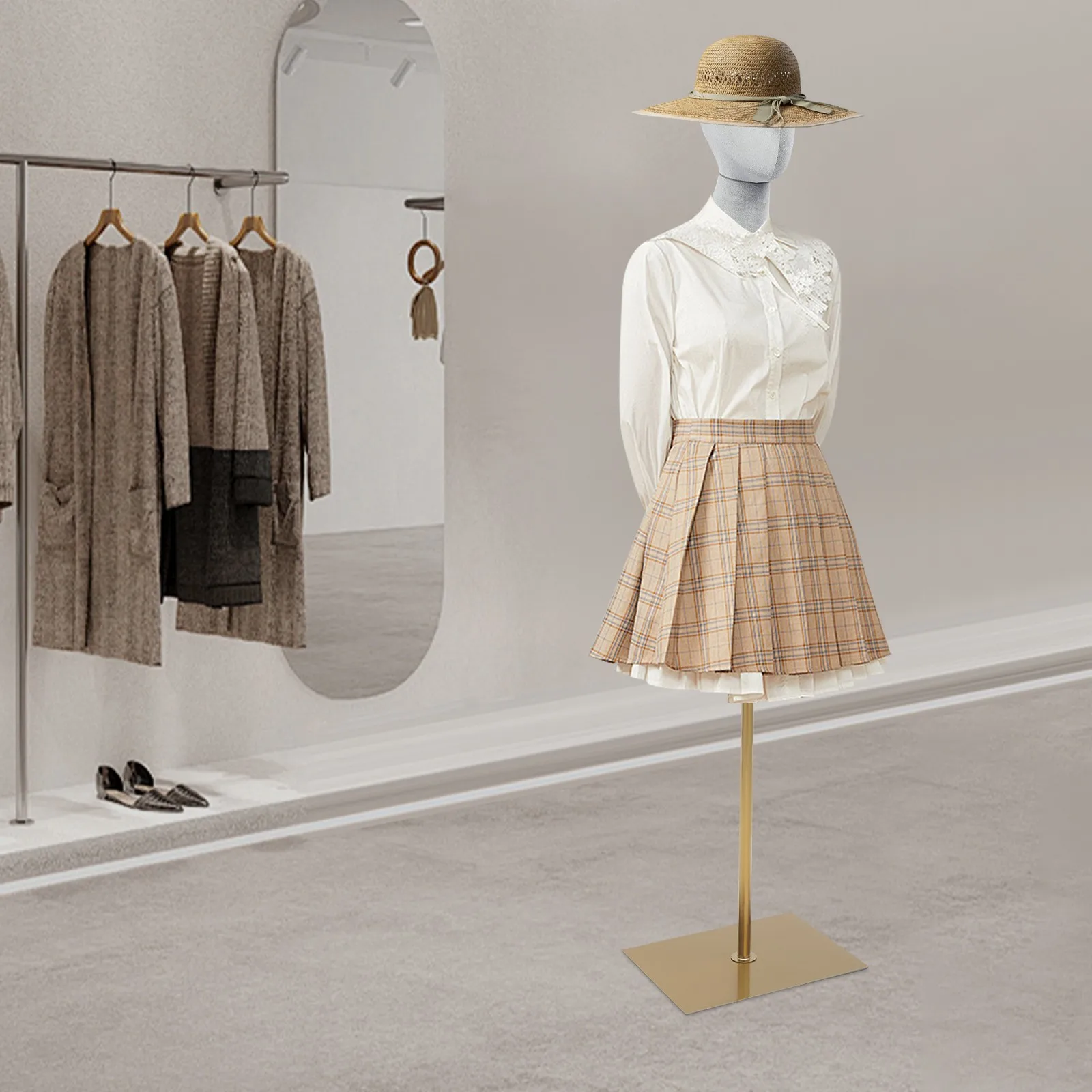 

Регулируемая по высоте подставка-манекен для демонстрации одежды (половина тела) для модных магазинов