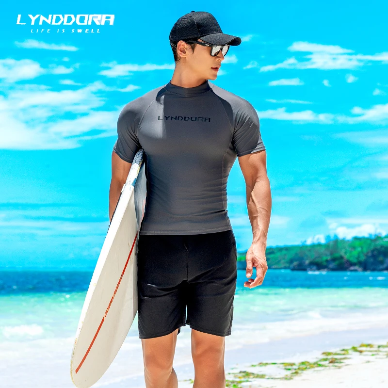 SAILBEE Mens UV Protect Surfing Rash Guard Short Sleeved Swimsuit Rashguard Surf Shirt  M0135