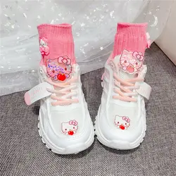 hello kitty dziewczęce wiosenne jesienne nowe sportowe kreskówki dziecięce bieganie na co dzień oddychające dziecięce białe buty dziecięce