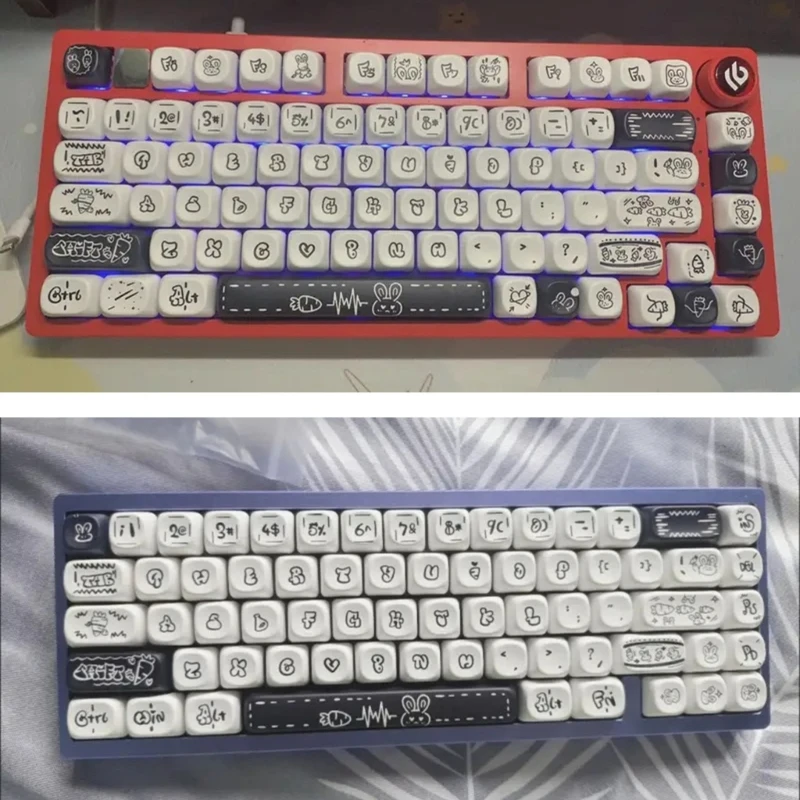 131 tasti PBT Copritasti Profilo MOA DYE-SUB Copritasti per 61/87/96/98/104/108 Tastiere meccaniche Carota Conigli Tema Keycap