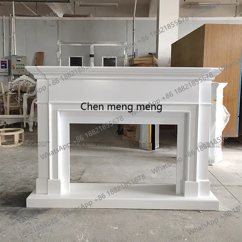 

American solid wood simple white mantel decorative cabinet, living room, French porch rack