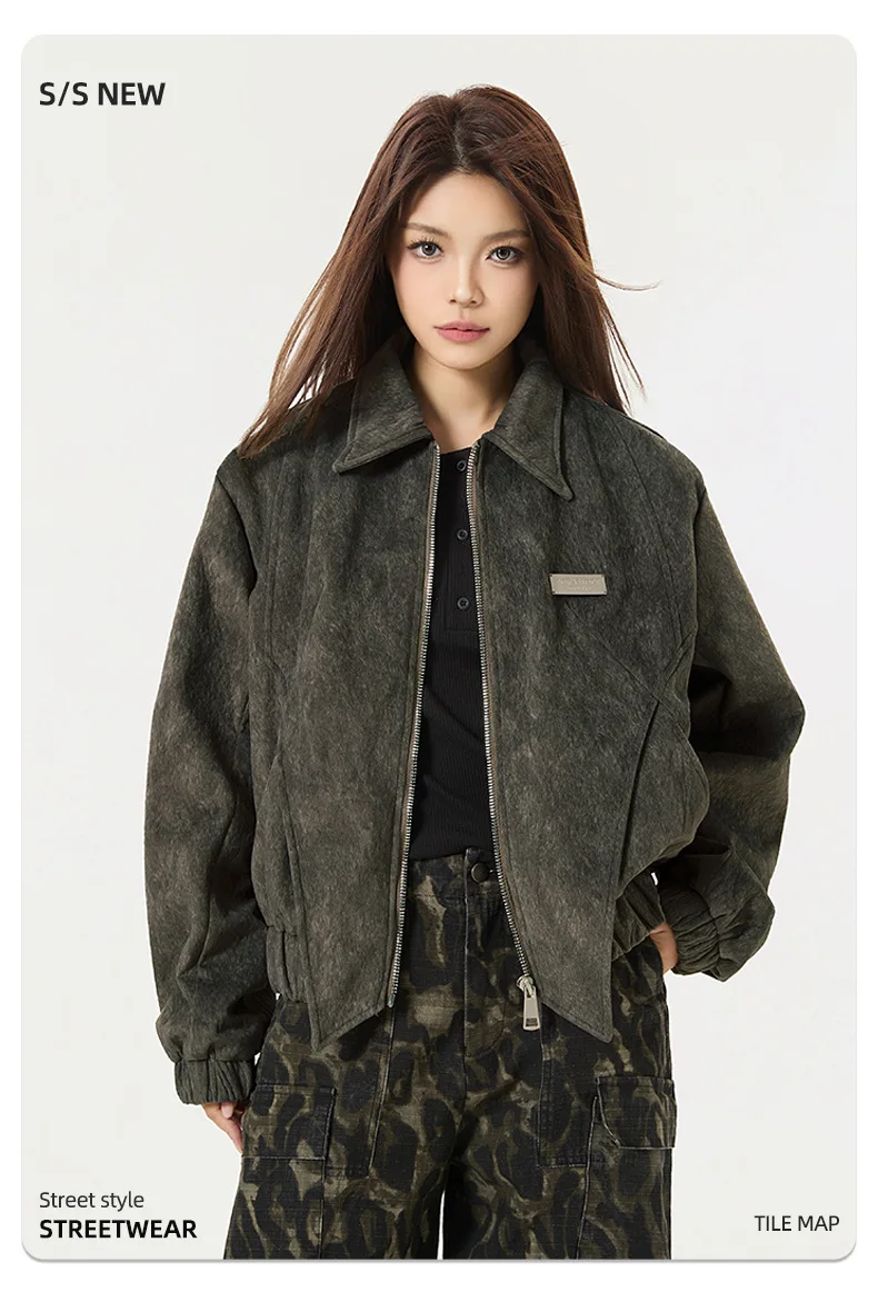 

Куртка мужская кожаная оверсайз на молнии с отложным воротником из искусственной замши, приталенная, в уличном стиле, унисекс, с боковыми карманами