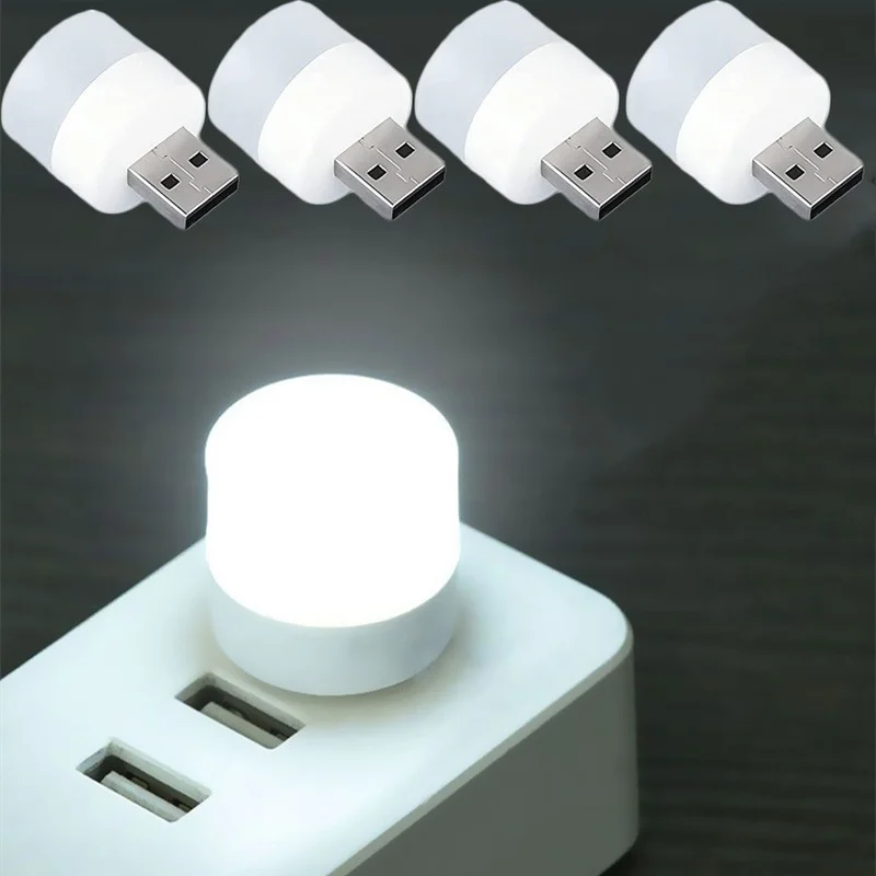 

4-1Pcs Mini Portable USB LED Lamp 5V 1.2W Bright Reading Lamp Night Light Home Office Power Bank PC Laptop Notebook USB Light