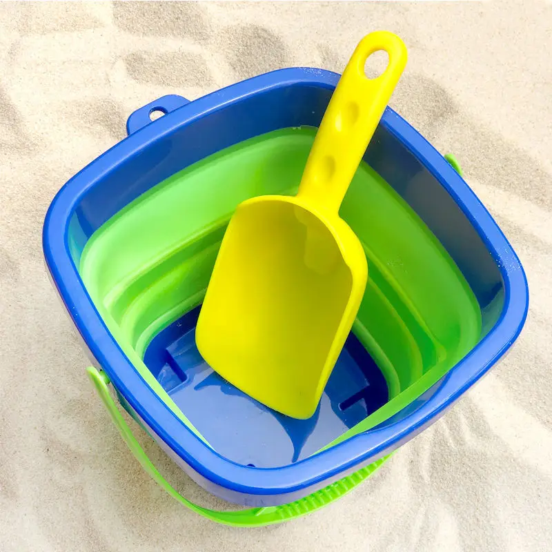 

Beach Sand Bucket Baby Kids Shower Bath Water Toy Silicone Bucket Folding Hand-held Barrel Toy for Camping Fishing Home Storage