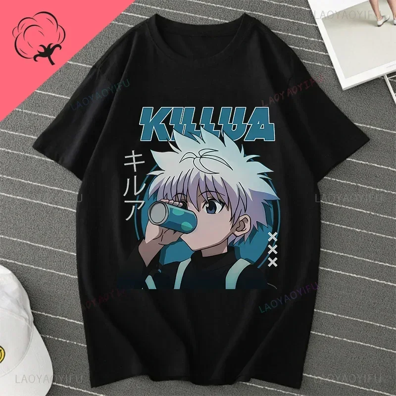 Anime Hunter X Killua Zoldyck T Shirts Men/women HXH T-shirt Casual  Streetwear Summer Men Clothing Tops Cotton Tees