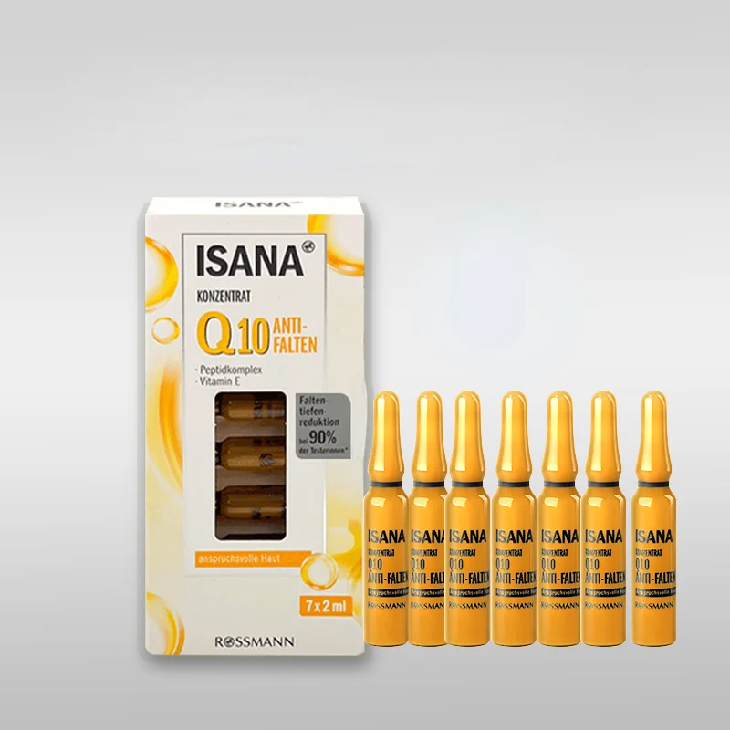 Germany Isana Q10 Serum 2ml*7pcs Firming Anti-wrinkle Fade Fine Lines Brightening Hydration Facial Ampoule Anti-aging Skin Care