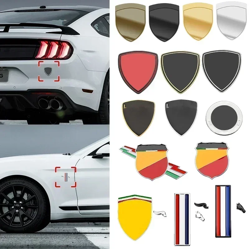 3D Metal Logo Car Front Window Body Badge Trunk Emblem Stickers Decal for Abbas Abarth Ford Mustang Porsche Ferrari Lamborghini.
