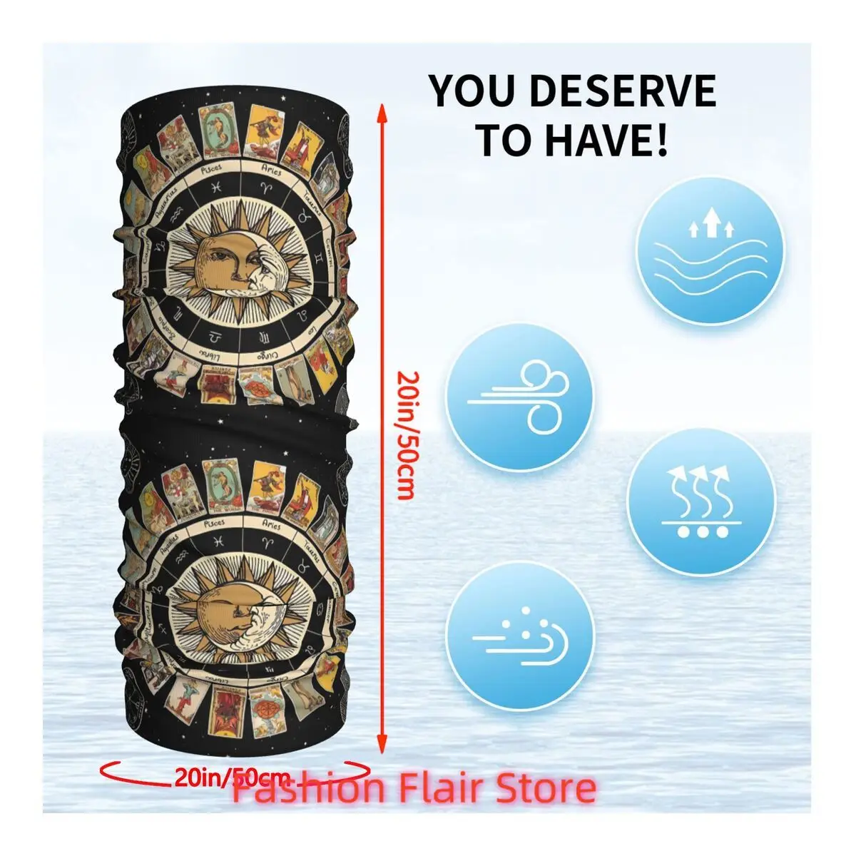 Tarot Star Chart Retro Tiara Pescoço Fino Homens Mulheres Caminhadas Tubo Cachecol Rosto