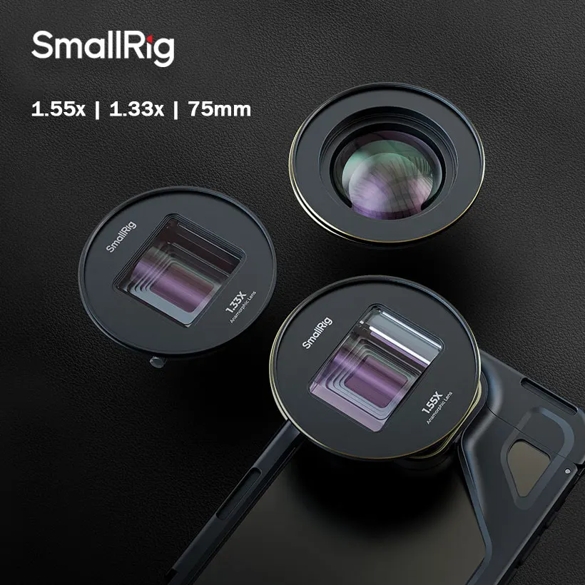 SmallRig T-mount 75mm Telephoto Macro Lens 1.55x 1.33x Anamorphic Lens for Mobile Phones